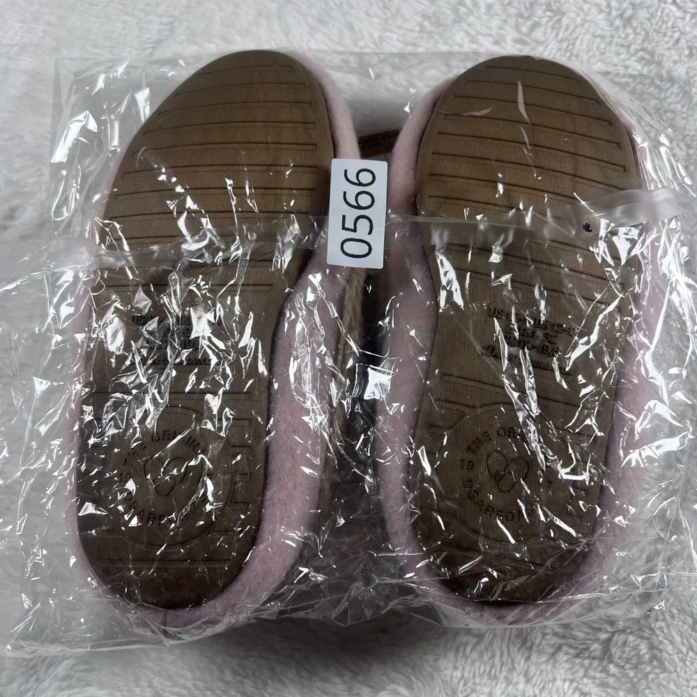 Dearfoams‎ Deluxe Memory Foam Slippers Pink Fuzzy Bow Plush Cozy Kids NWT